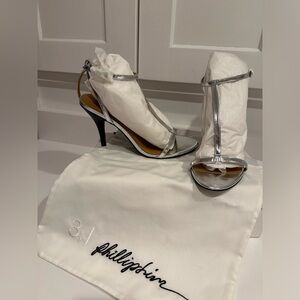 NWT 3.1 Phillip Lim Silver Sandal Heel. Size 39.5